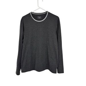 Untuckit Medium Grey Long Sleeve Aston With Tipping Cotton/Polyester LS T-Shirt